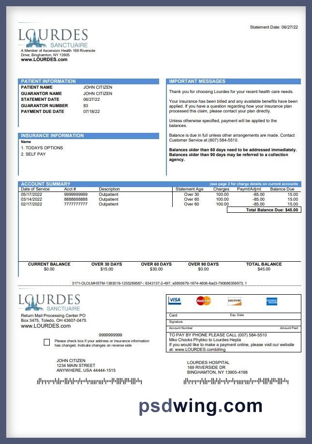 USA Lourdes Utility Bill